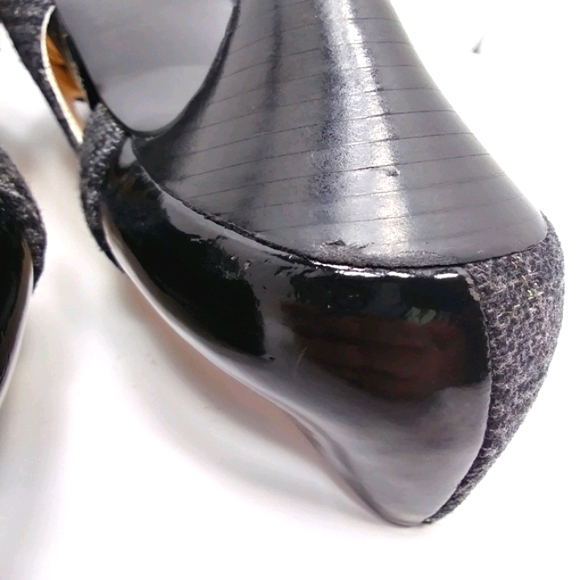 MARC FISHER Rumble 2 Wool & Patent Platform Peeptoe Pumps EUC - Picture 9 of 16